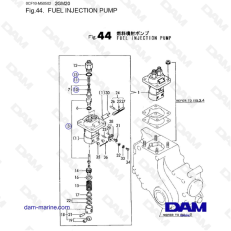 Yanmar 2GM - Bomba de inyección de combustible