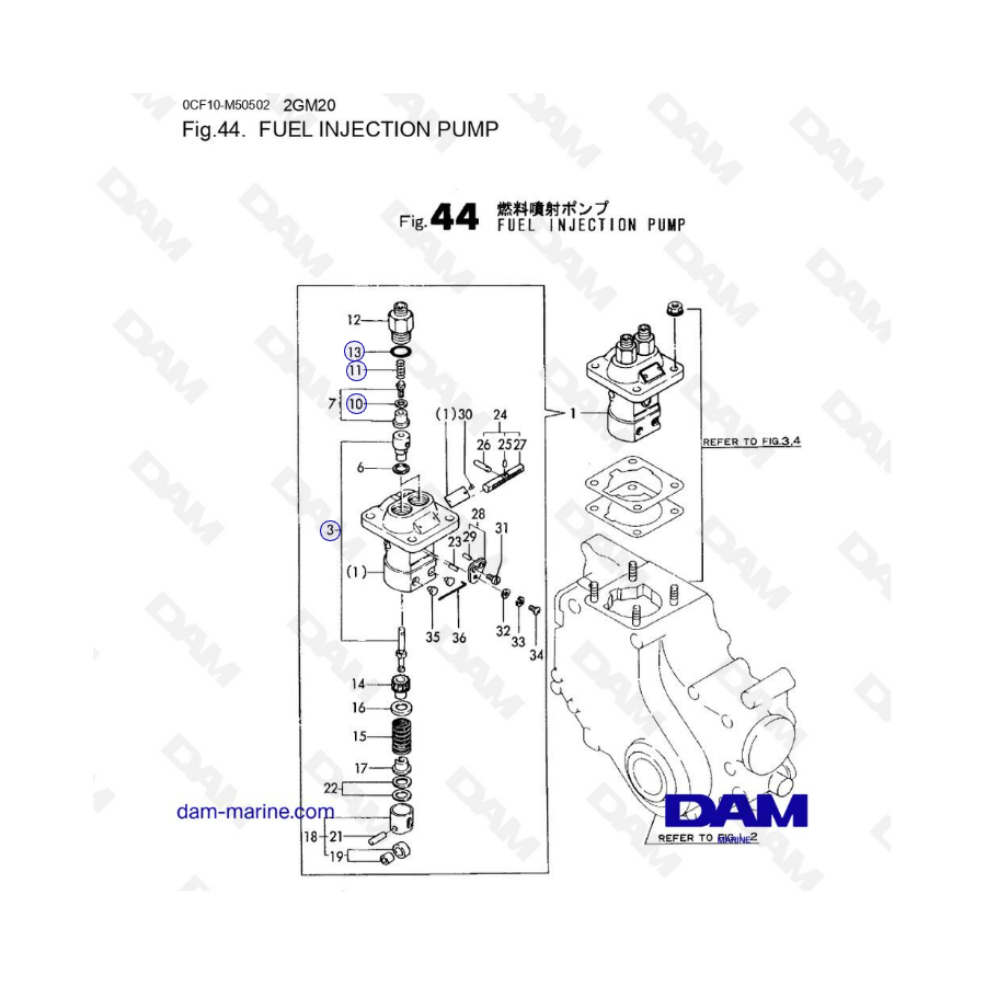 Yanmar 2GM - Bomba de inyección de combustible