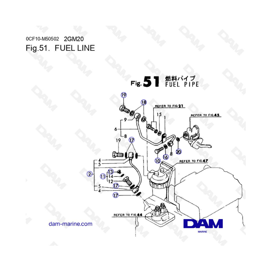 Yanmar 2GM20 - Línea de combustible