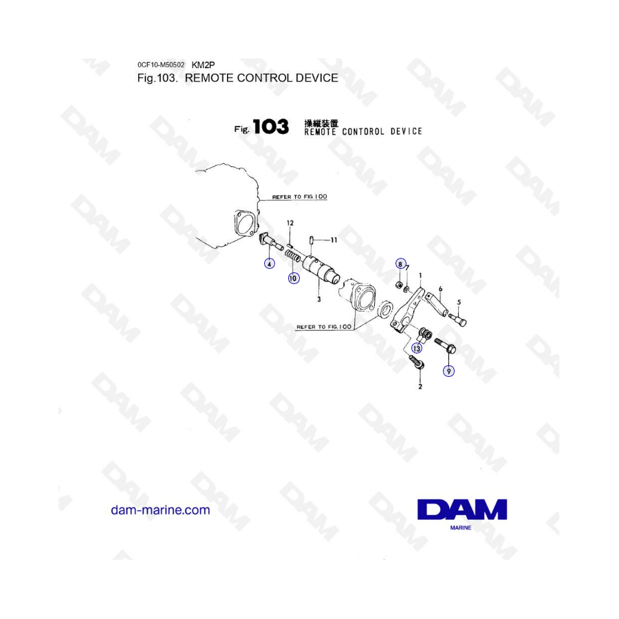 Yanmar 2GM20 - Dispositivo de control remoto