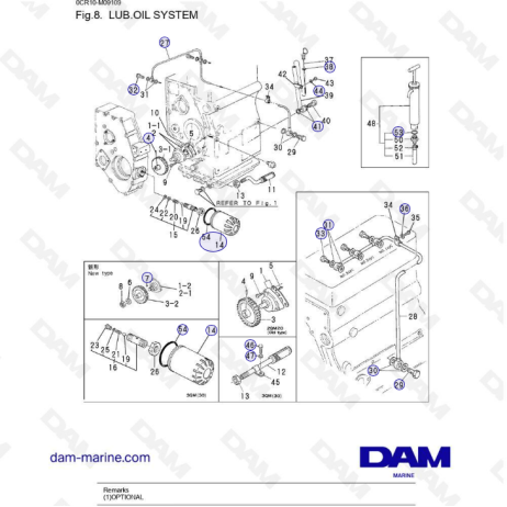 Yanmar 2QM - LUB. SISTEMA DE ACEITE