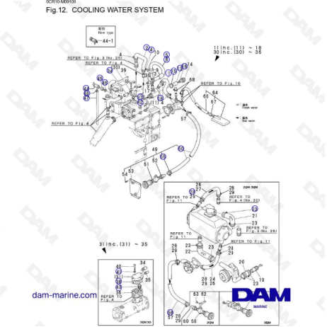 Yanmar 2QM - Sistema de agua de refrigeración