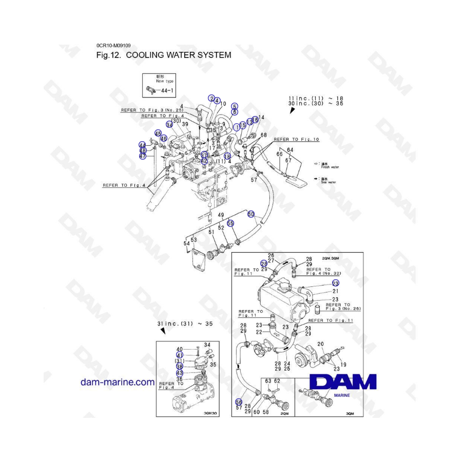 Yanmar 2QM - Sistema de agua de refrigeración