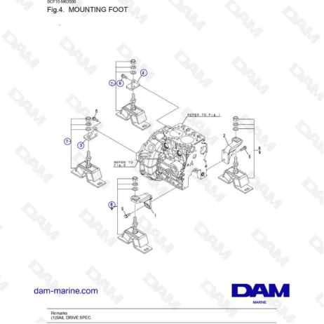 Yanmar 2YM15 - Pie de montaje