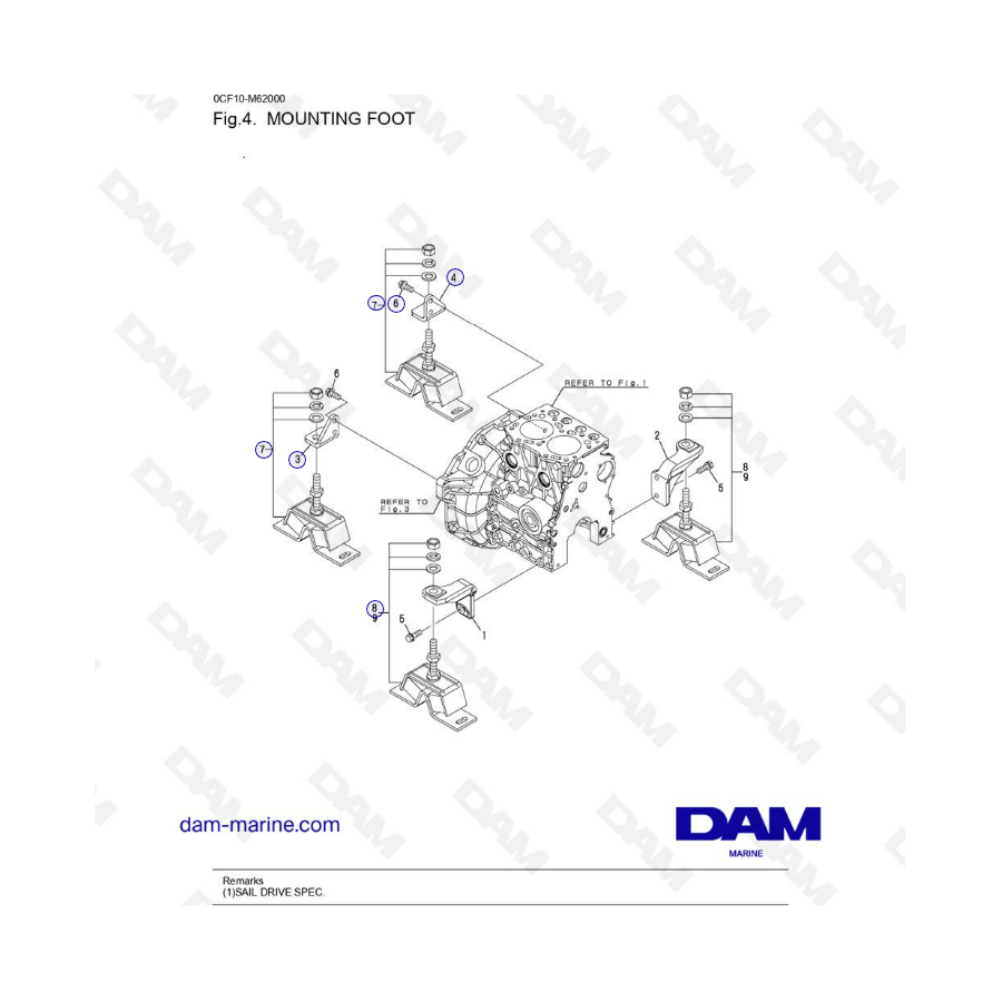 Yanmar 2YM15 - Pie de montaje