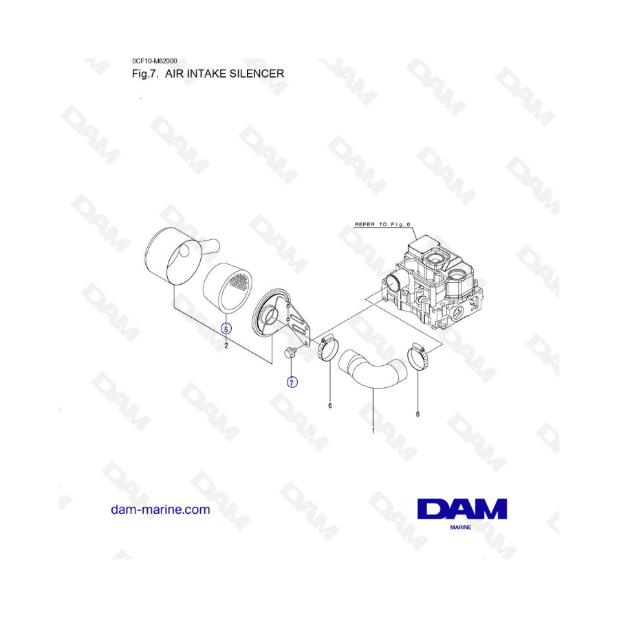 Yanmar 2YM15 - Silenciador de admisión de aire