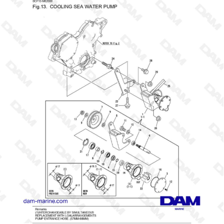 Yanmar 2YM15 - Bomba de refrigeración de agua de mar