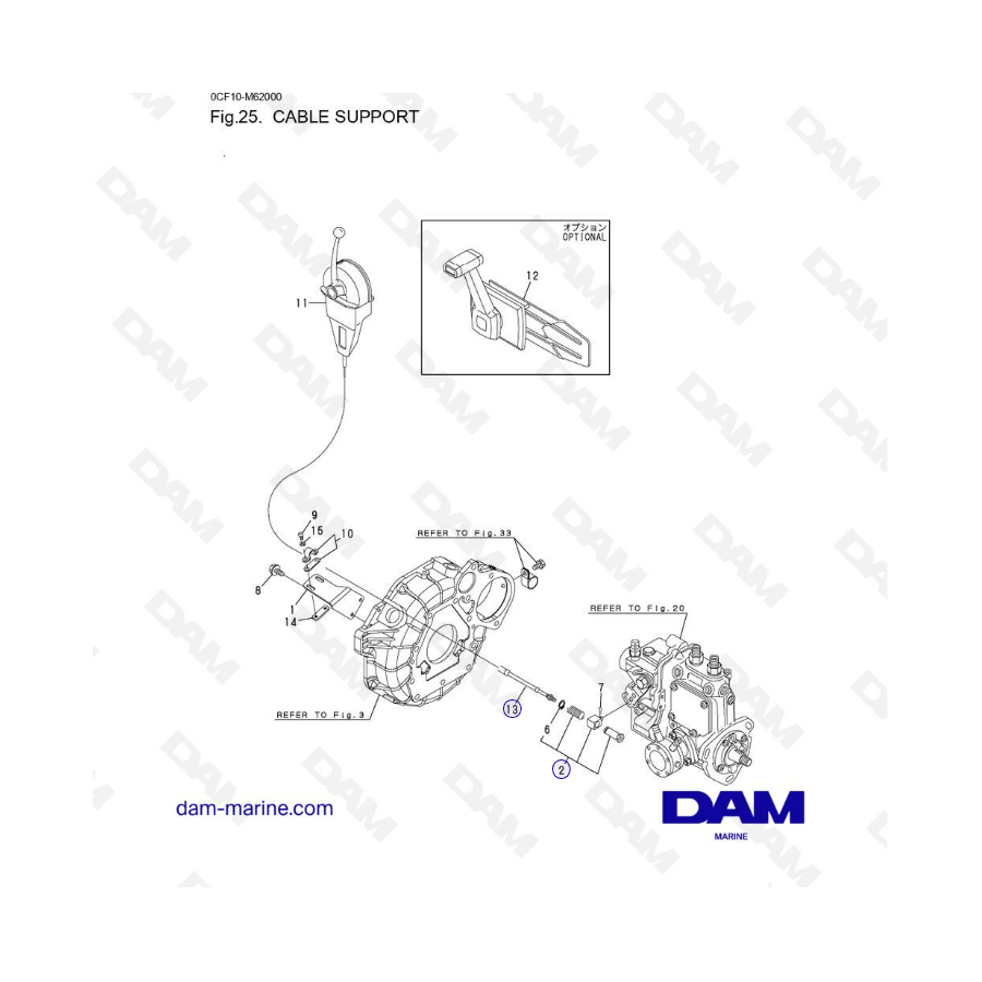 Yanmar 2YM15 - Support cable