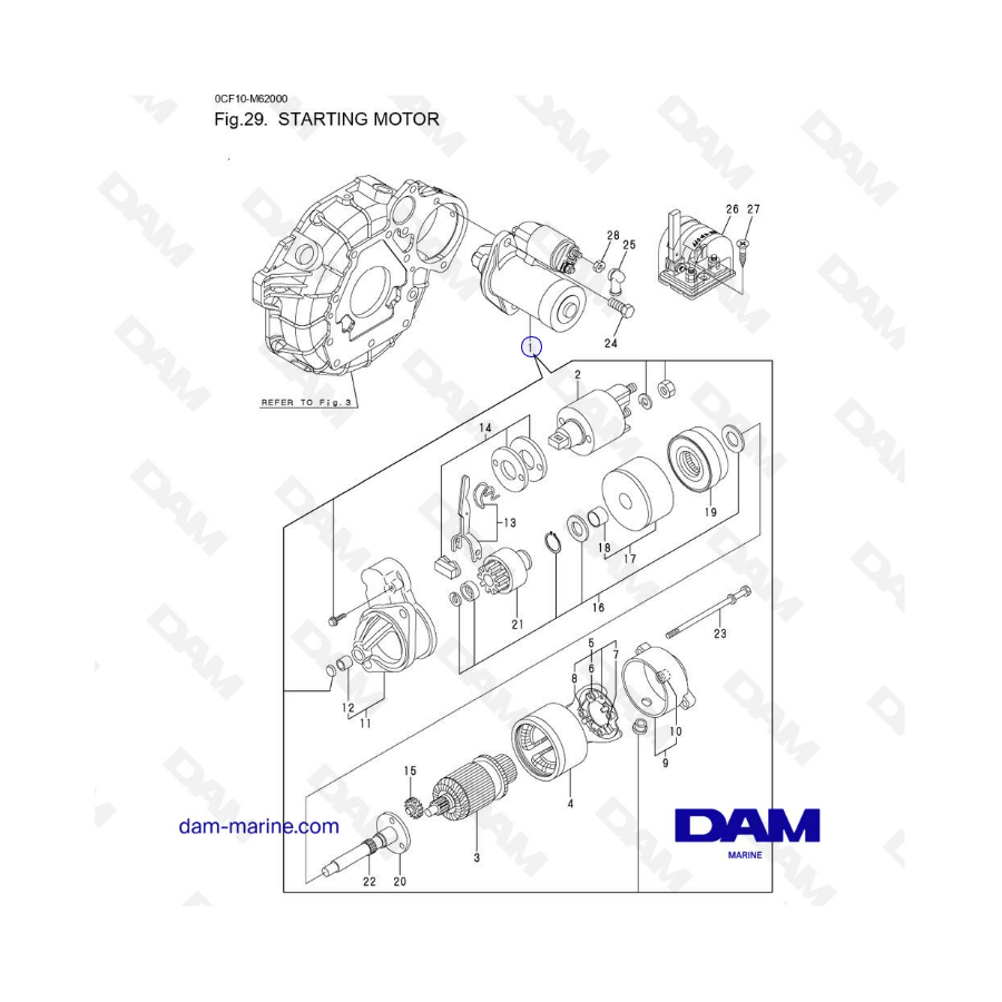 Yanmar 2YM15 - Démarreur