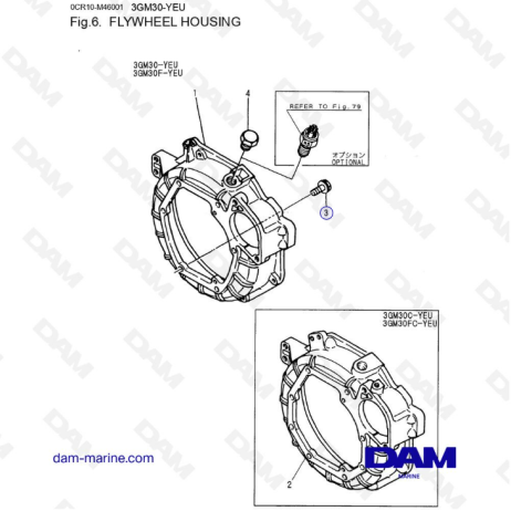 Yanmar 3GM30-YEU - CARCASA VOLANTE