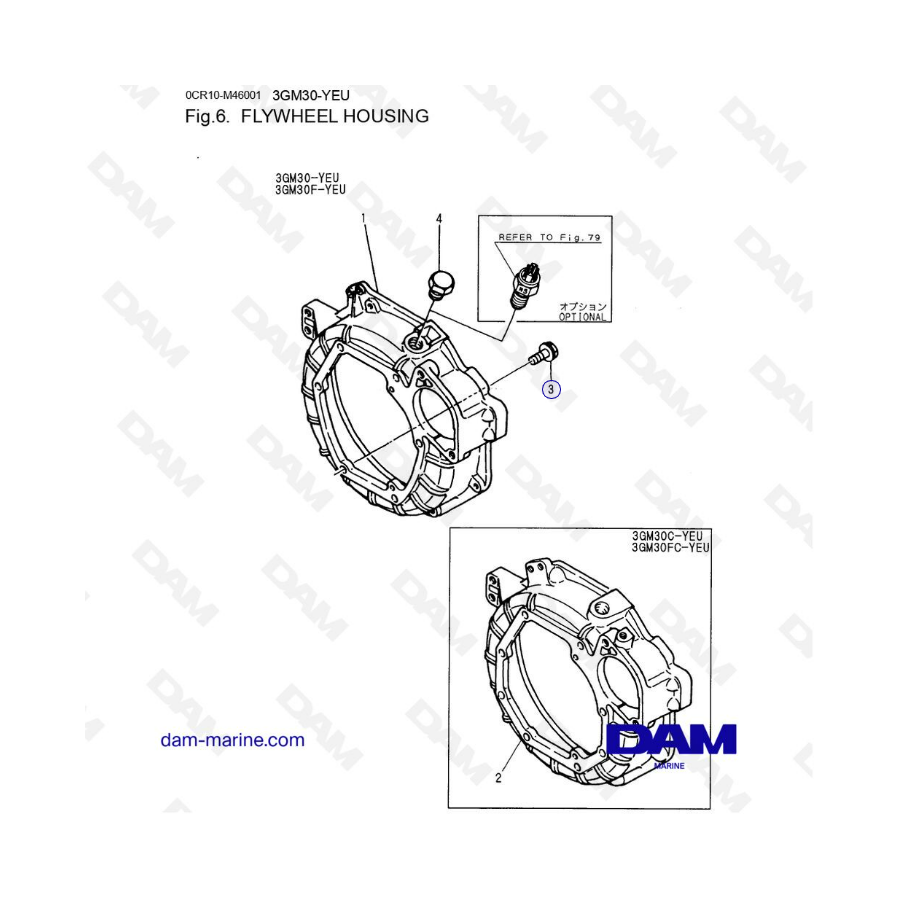 Yanmar 3GM30-YEU - CARCASA VOLANTE