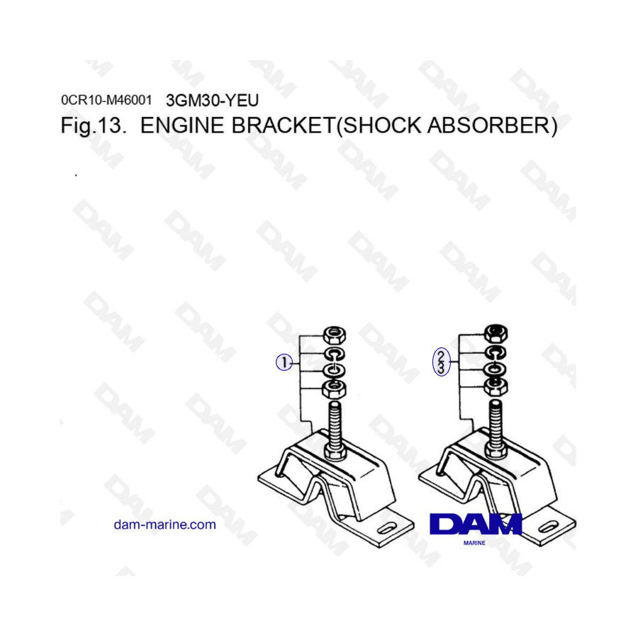 Yanmar 3GM30-YEU - Engine bracket (shock absorber)