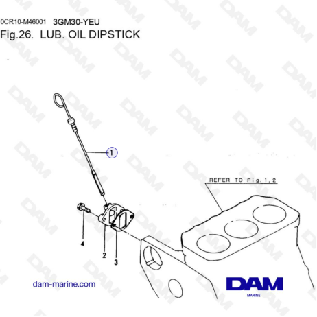 Yanmar 3GM30-YEU - VARILLA DE NIVEL DE ACEITE LUBRICANTE