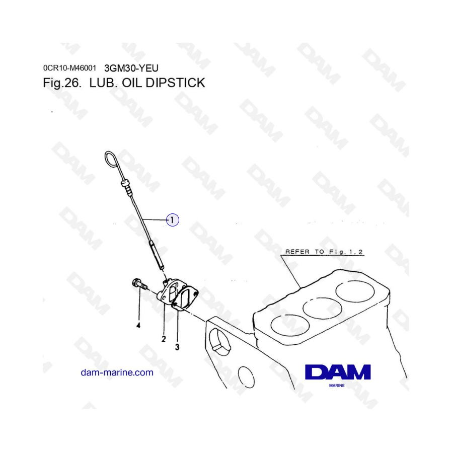 Yanmar 3GM30-YEU - LUB OIL DIPSTICK