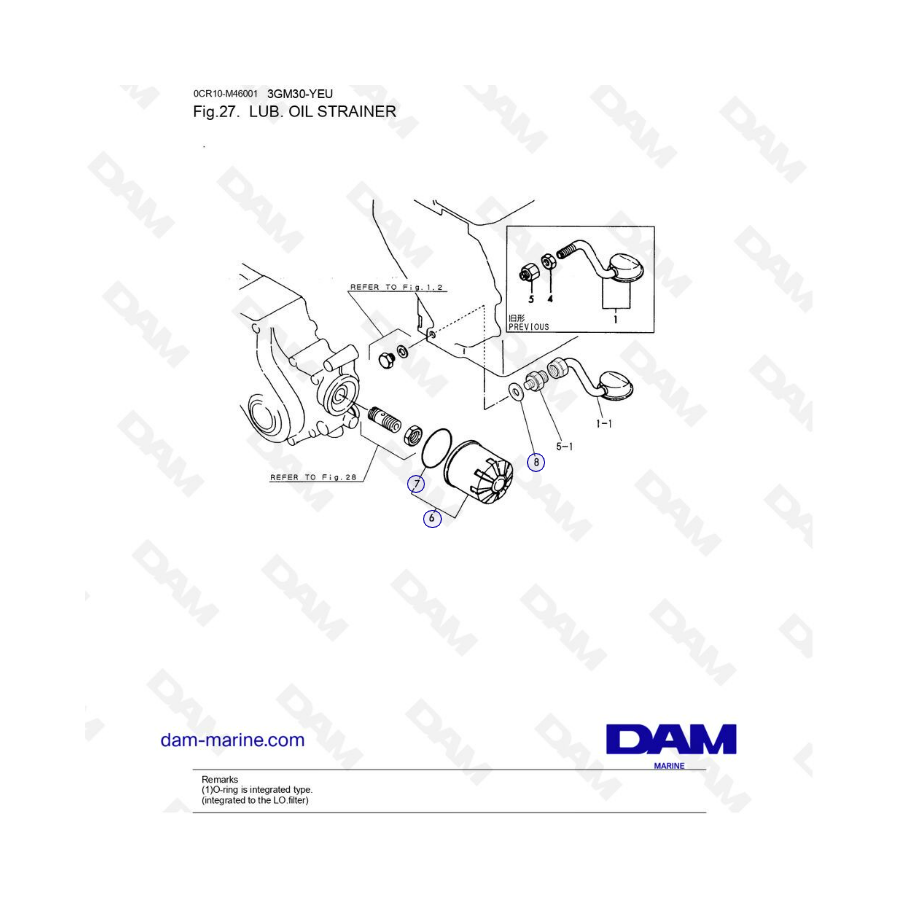 Yanmar 3GM30-YEU - LUB. OIL STRAINER