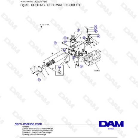 Yanmar 3GM30-YEU - REFRIGERACIÓN ENFRIADOR DE AGUA DULCE