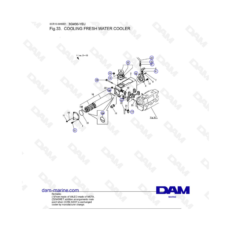 Yanmar 3GM30-YEU - REFRIGERACIÓN ENFRIADOR DE AGUA DULCE