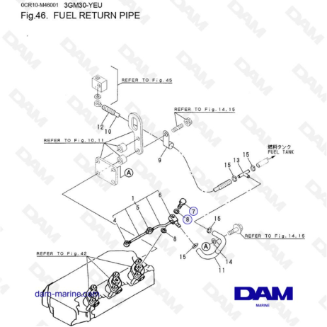 Yanmar 3GM30F-YEU - TUBO DE RETORNO DE COMBUSTIBLE