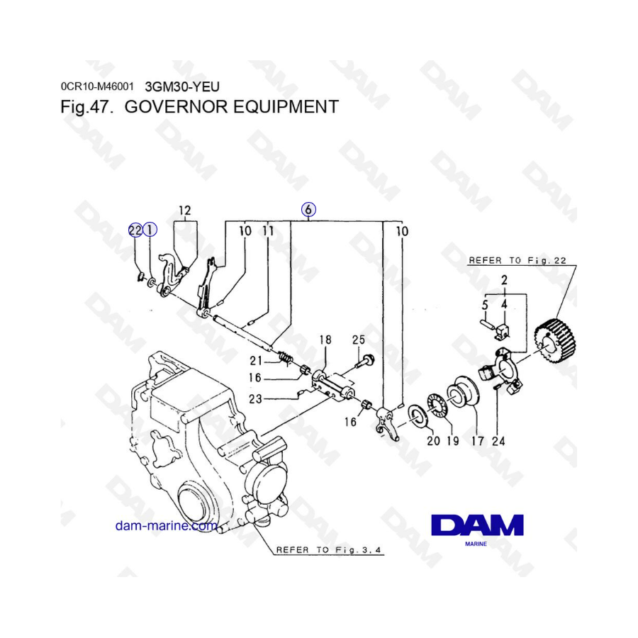 Yanmar 3GM30-YEU - GOVERNOR EQUIPEMENT