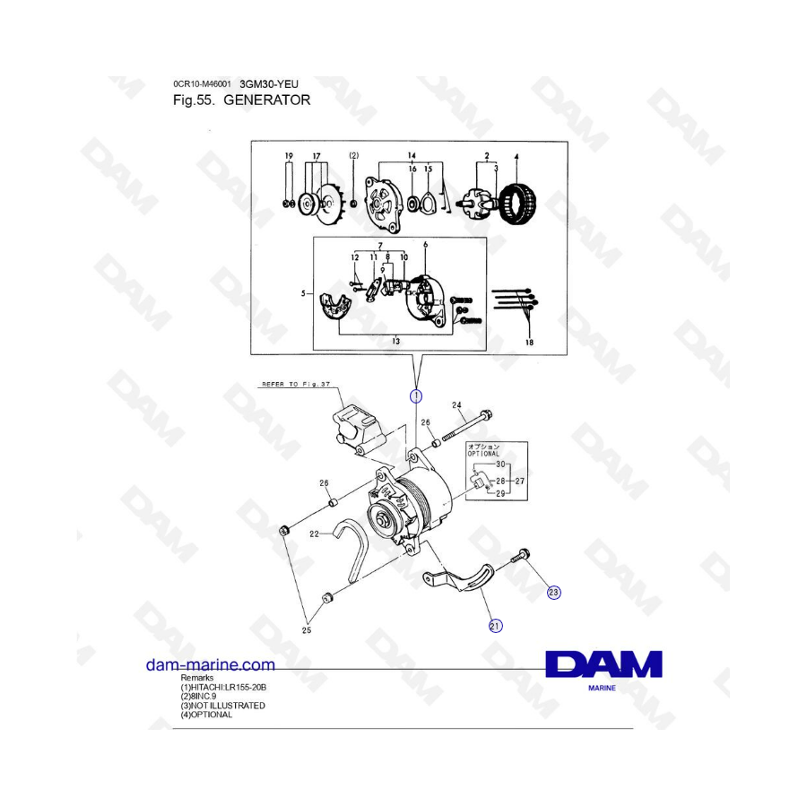 Yanmar 3GM30-YEU - GENERADOR