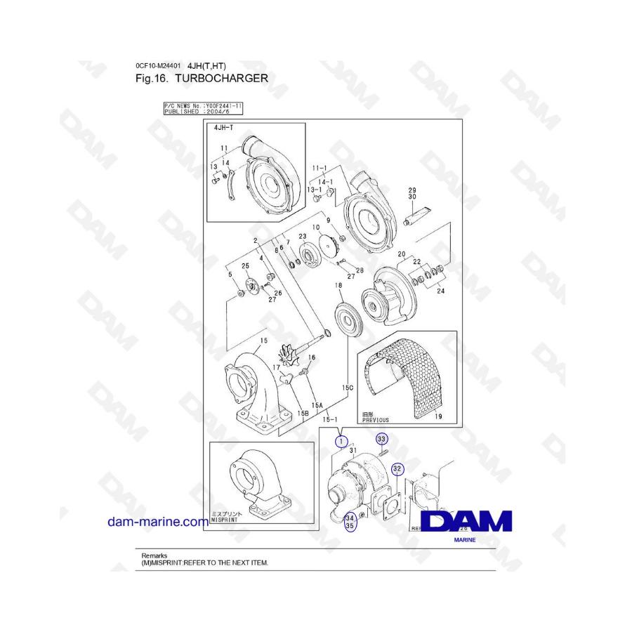 Yanmar 4JH - TURBOCHARGER