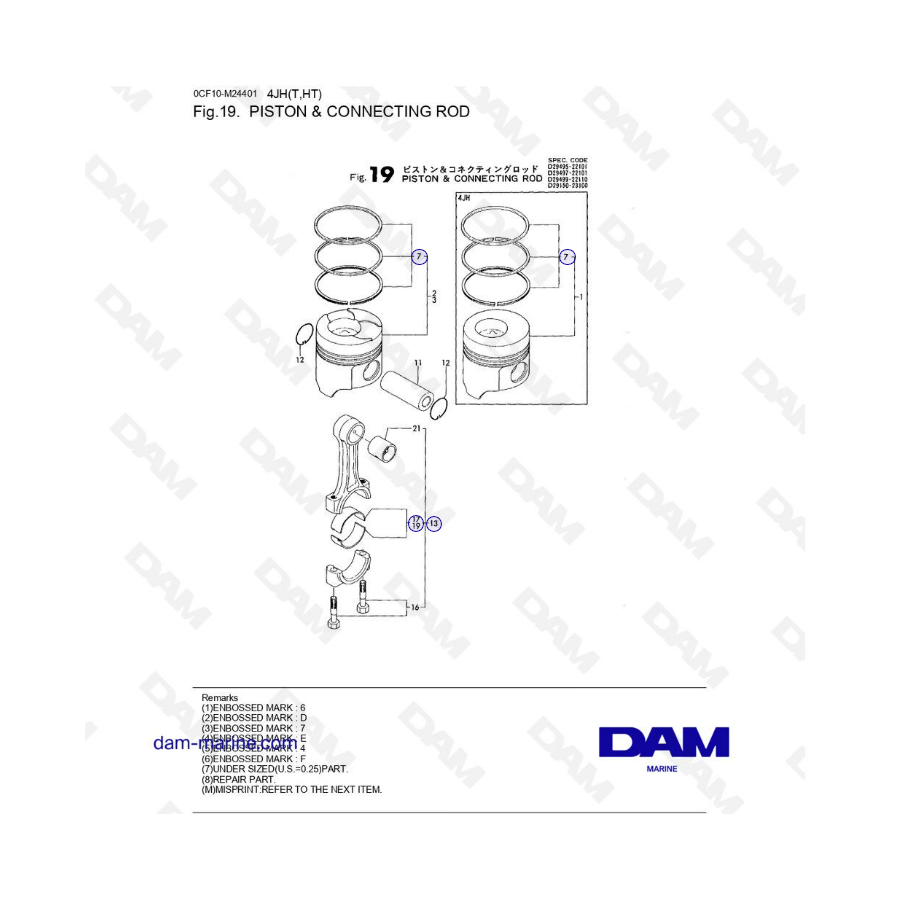 Yanmar 4JH - PISTON & CONNECTING ROD