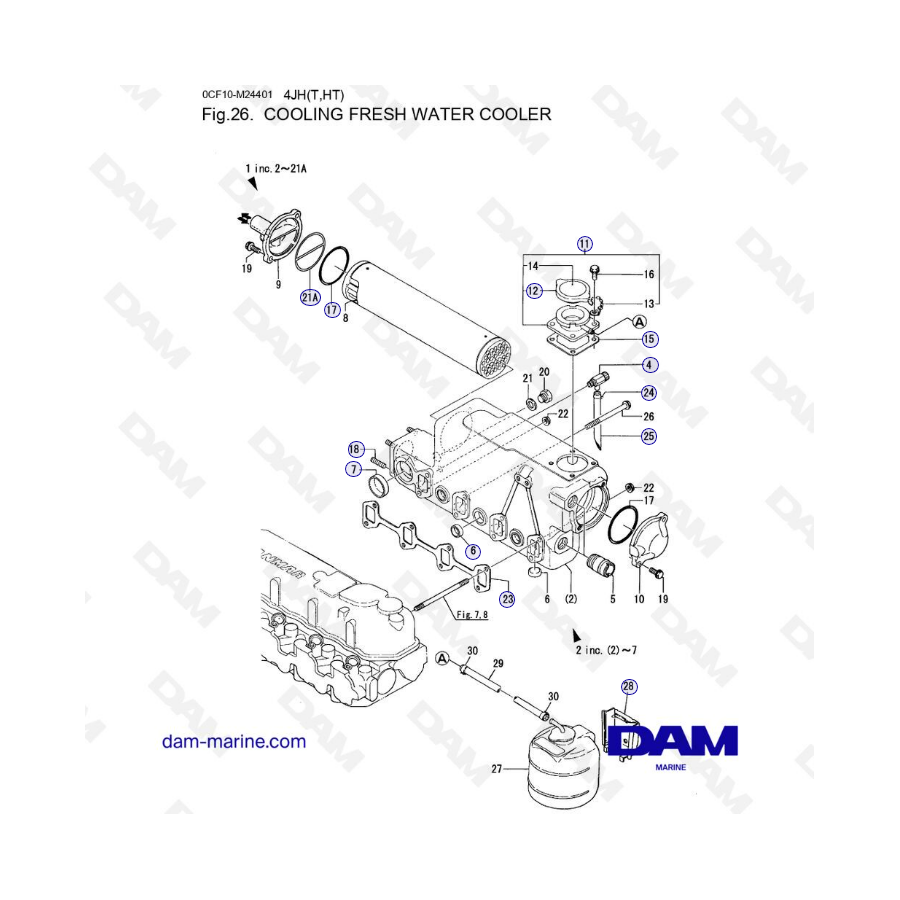 Yanmar 4JH - REFRIGERACIÓN ENFRIADOR DE AGUA DULCE