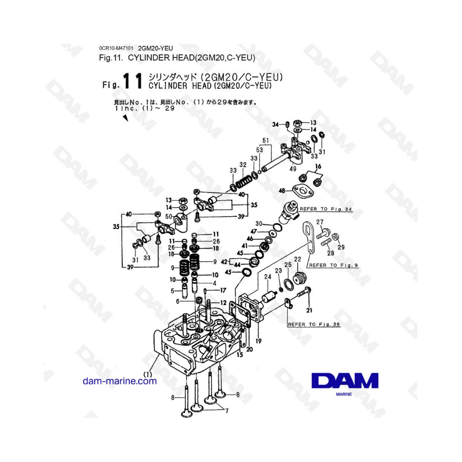 Yanmar 2GM20-YEU - CULATA