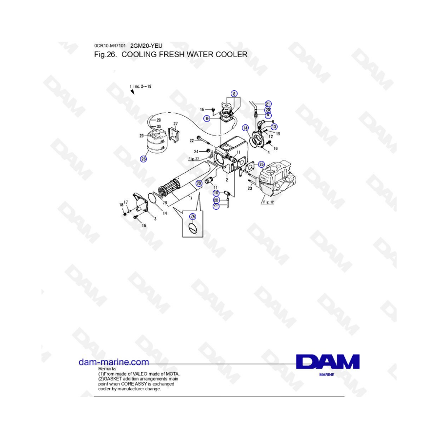 Yanmar 2GM20-YEU - REFRIGERACIÓN ENFRIADOR DE AGUA DULCE