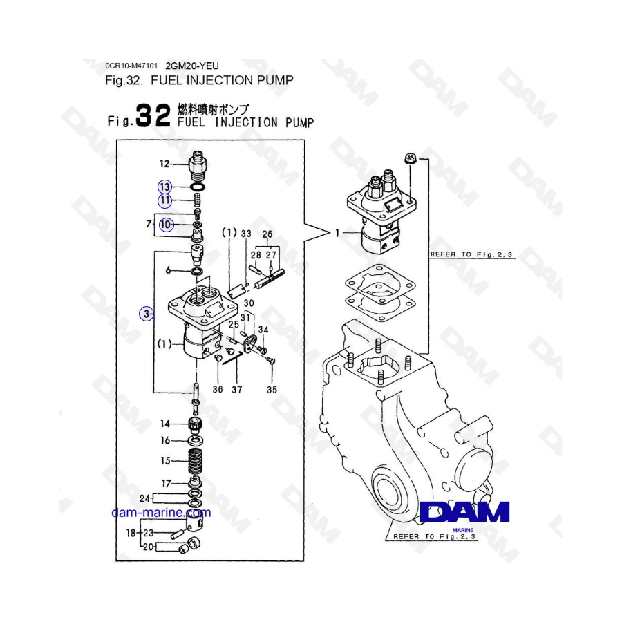 Yanmar 2GM20-YEU - BOMBA DE INYECCIÓN DE COMBUSTIBLE