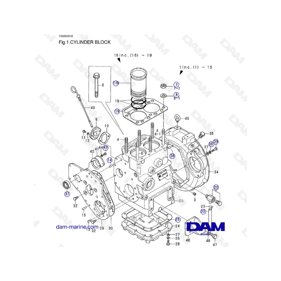 Yanmar 2QM15 - BLOQUE DE CILINDROS