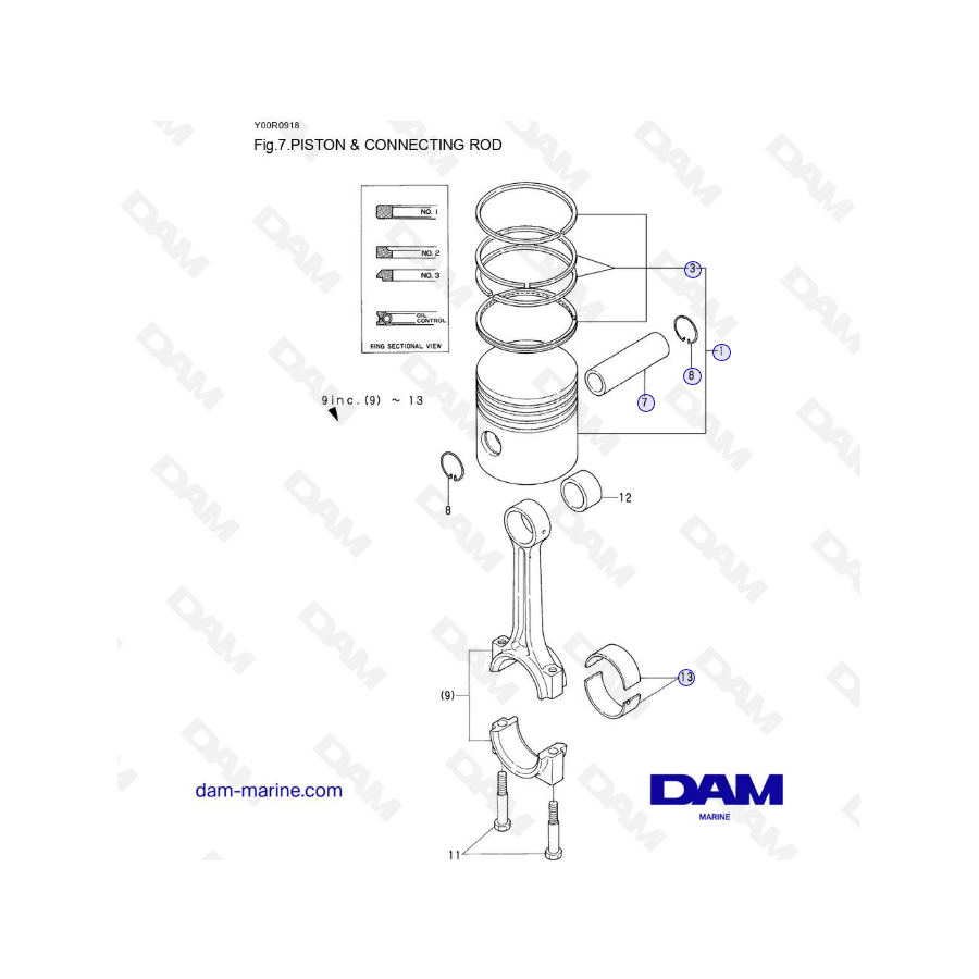 Yanmar 2QM15 - PISTON & CONNECTING ROD