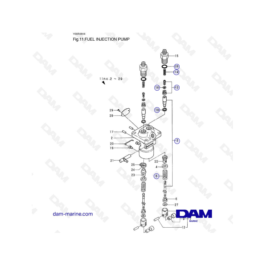 Yanmar 2QM15 - BOMBA DE INYECCIÓN DE COMBUSTIBLE