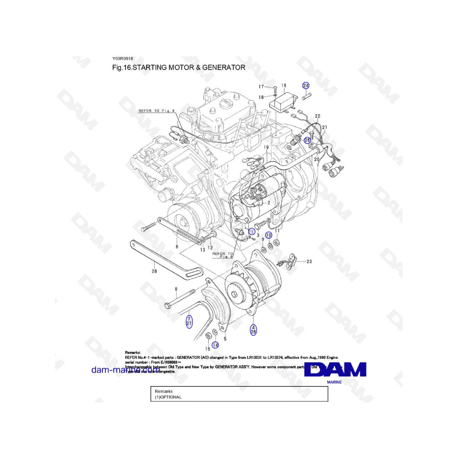 Yanmar 2QM15 - MOTOR DE ARRANQUE Y GENERADOR