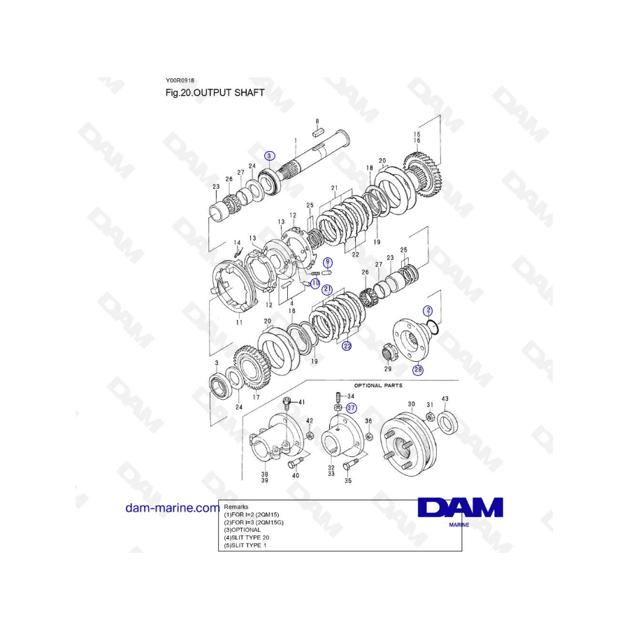 Yanmar 2QM15 - EJE DE SALIDA