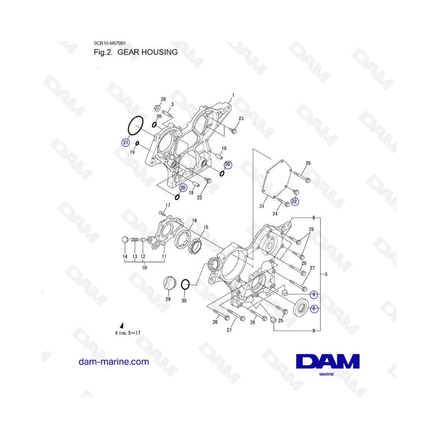 Yanmar 3YM20 - GEAR HOUSING