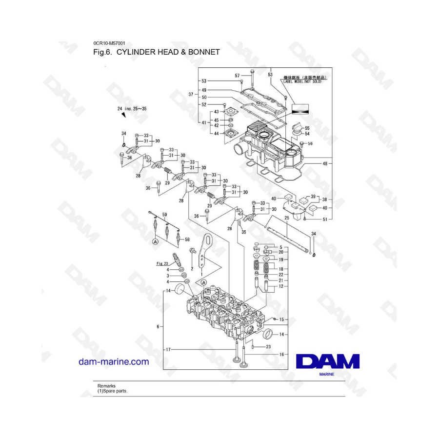 Yanmar 3YM20 - CULATA Y CAPO