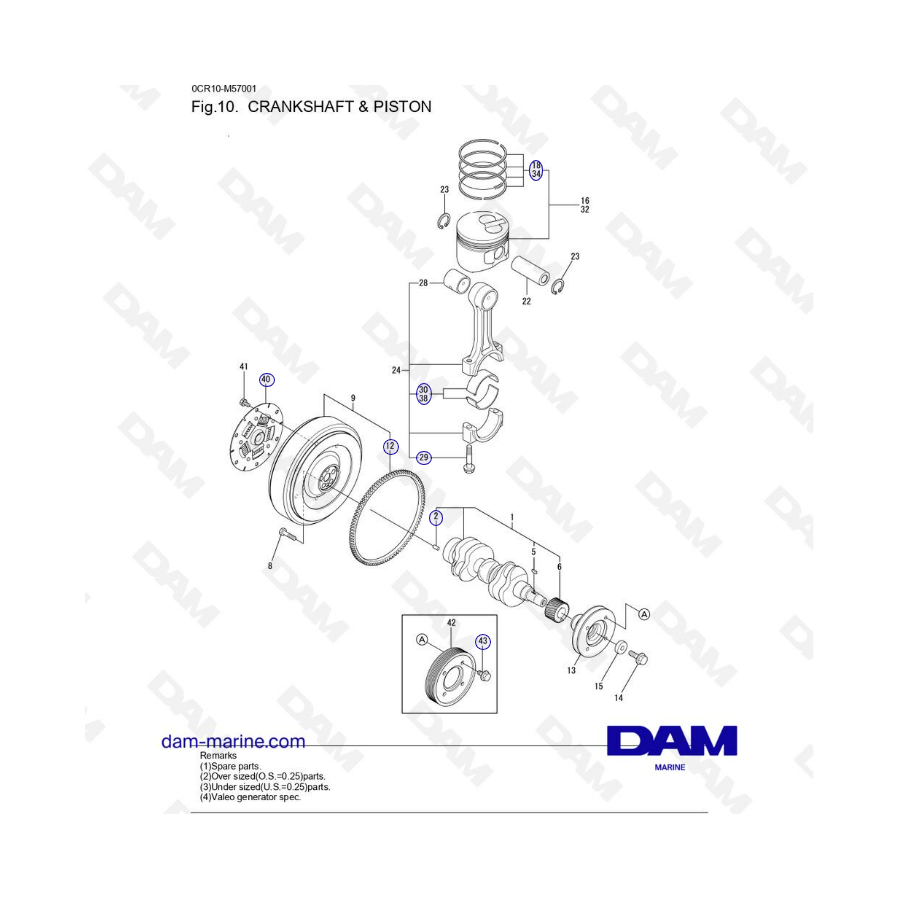 Yanmar 3YM20 - CRANKSHAFT and PISTON