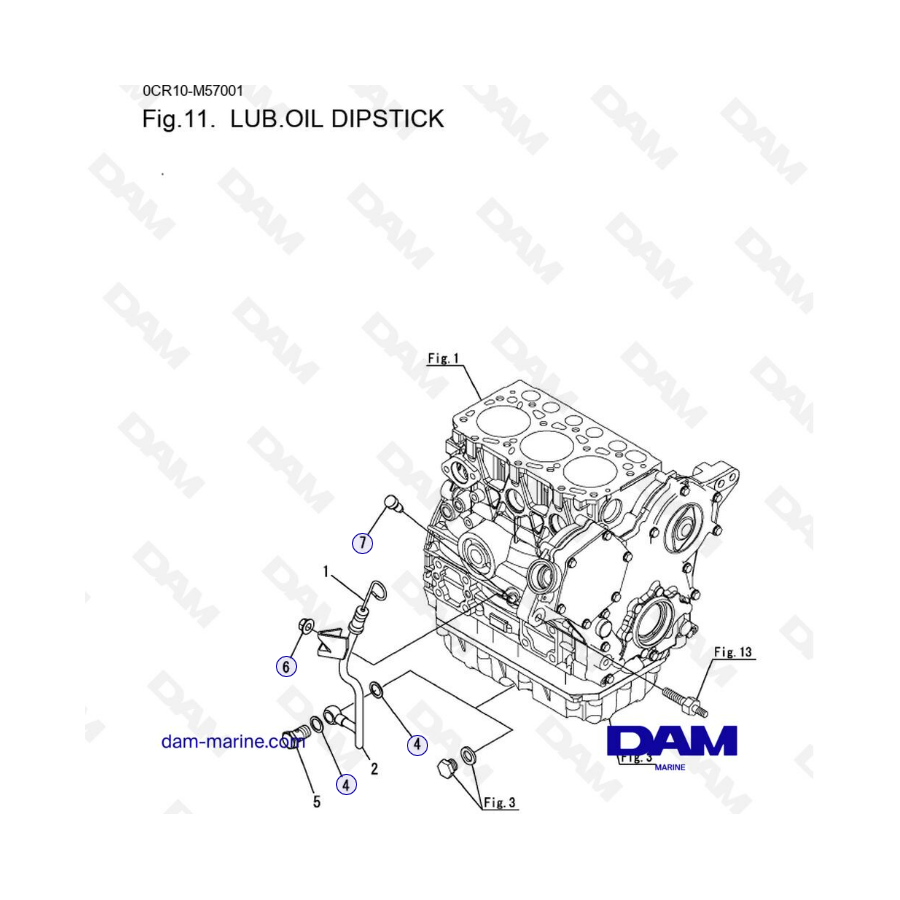 Yanmar 3YM20 - . LUB.OIL DIPSTICK