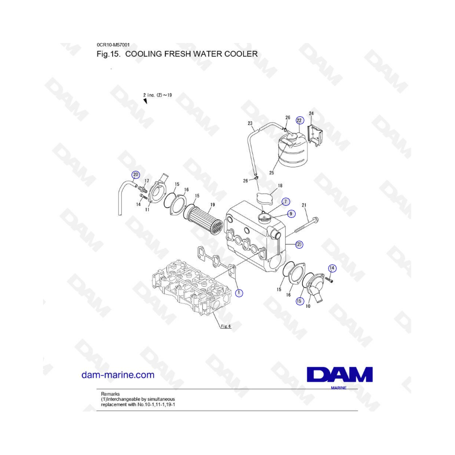 Yanmar 3YM20 - COOLING FRESH WATER COOLER