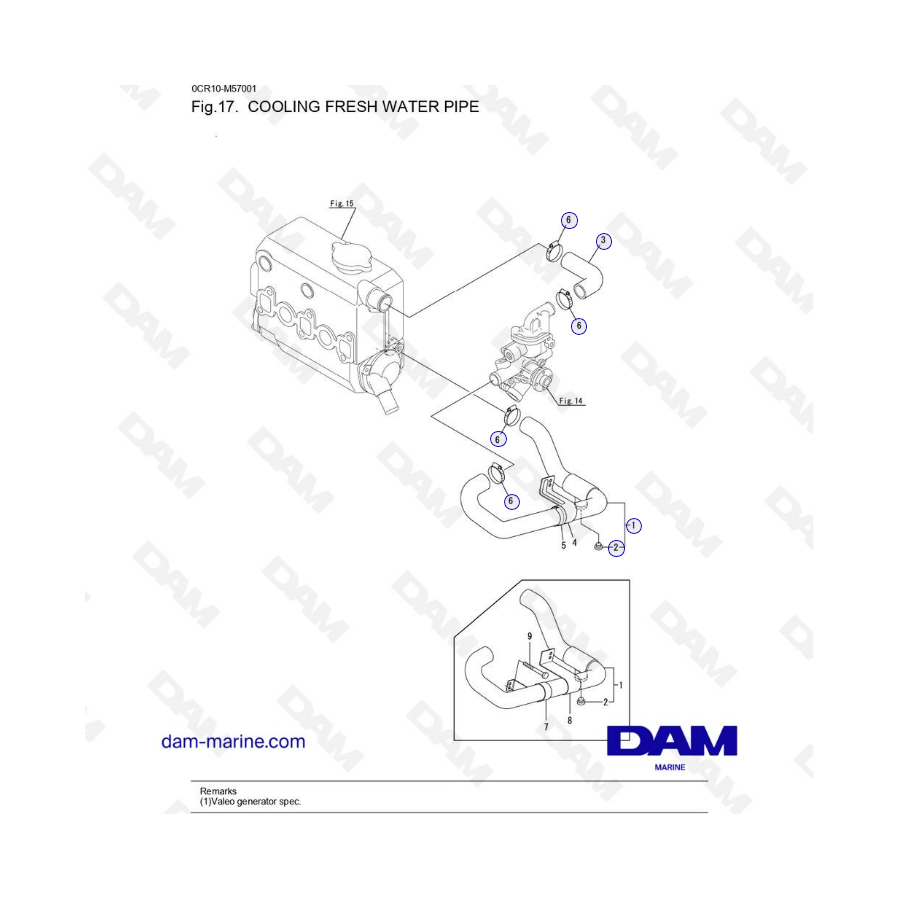 Yanmar 3YM20 - COOLING FRESH WATER PIPE