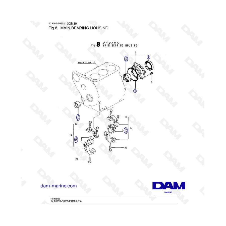 Yanmar 3GM30 - MAIN BEARING HOUSING