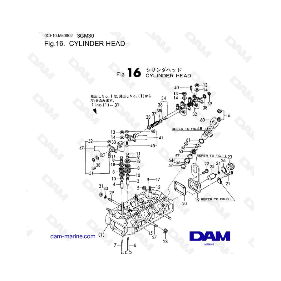 Yanmar 3GM30 - CULATA