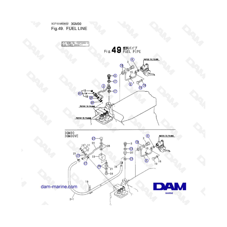 Yanmar 3GM30 - FUEL LINE