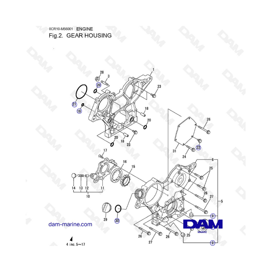 Yanmar 3YM30 - CAJA DE ENGRANAJES