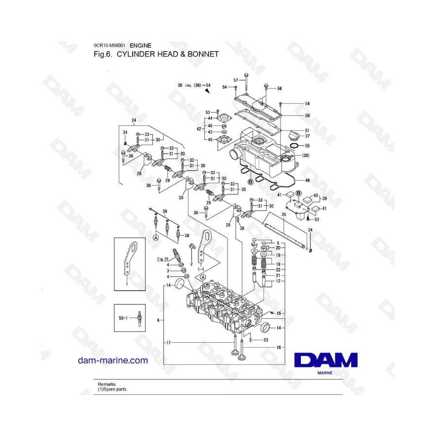 Yanmar 3YM30 - CULATA Y CAPO