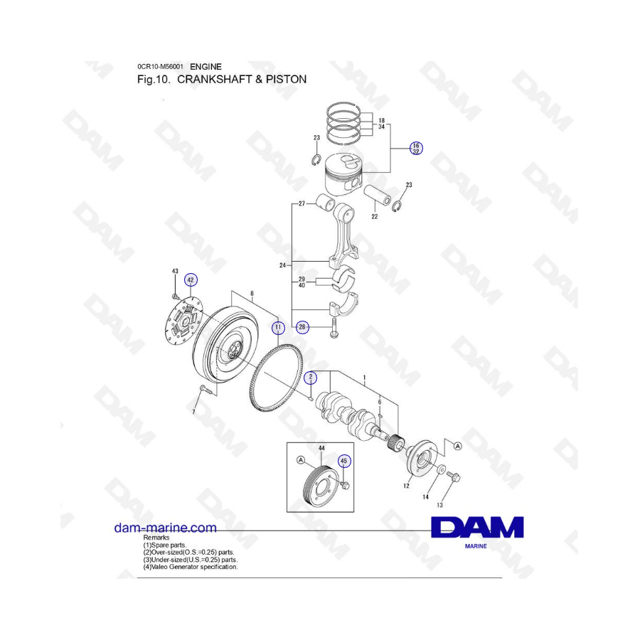 Yanmar 3YM30 - CIGÜEÑAL Y PISTÓN