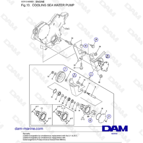 Yanmar 3YM30 - COOLING SEA WATER PUMP