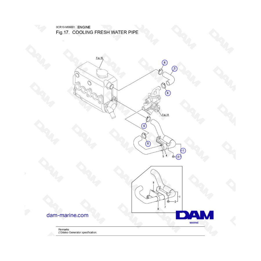 Yanmar 3YM30 - COOLING FRESH WATER PIPE