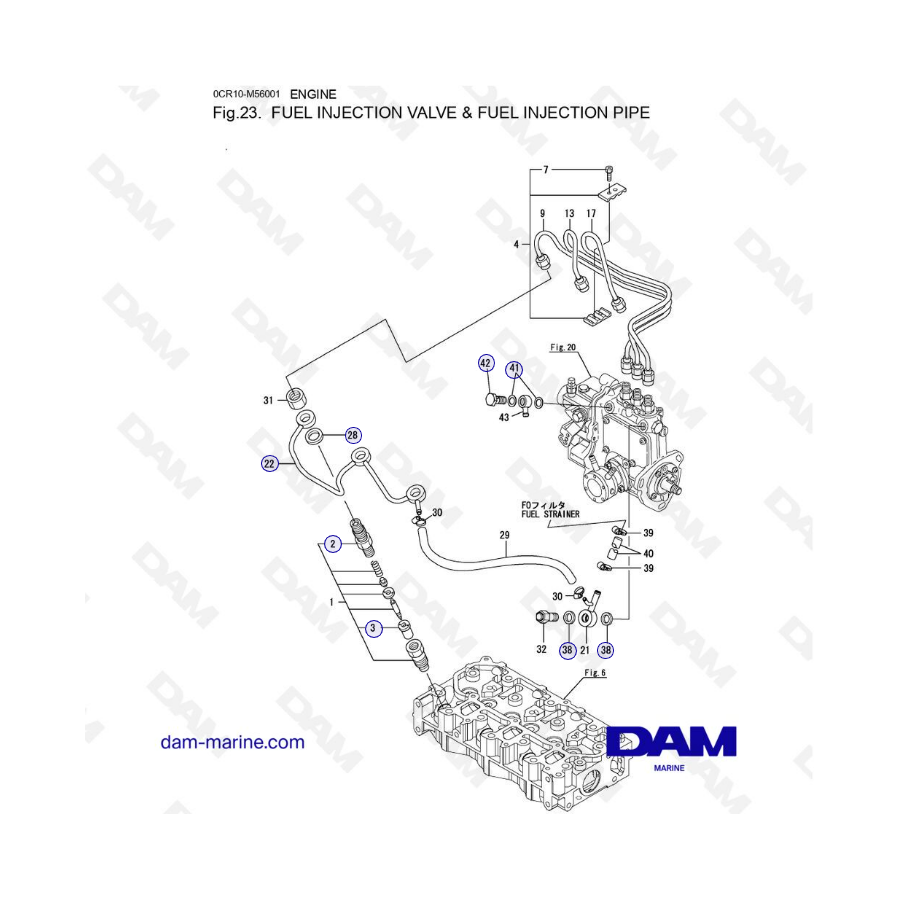 Yanmar 3YM30 - FUEL INJECTION VALVE & FUEL INJECTION PIPE